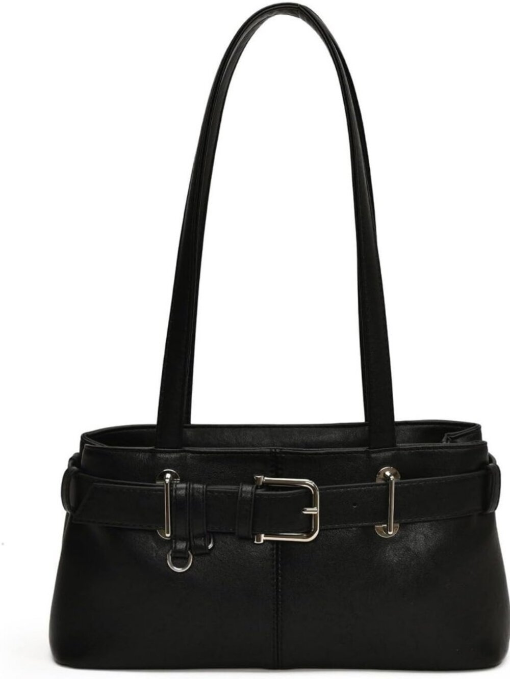 Vintage Y2K Hobo Shoulder Bag for Women, Small PU Leather Satchel with Belt